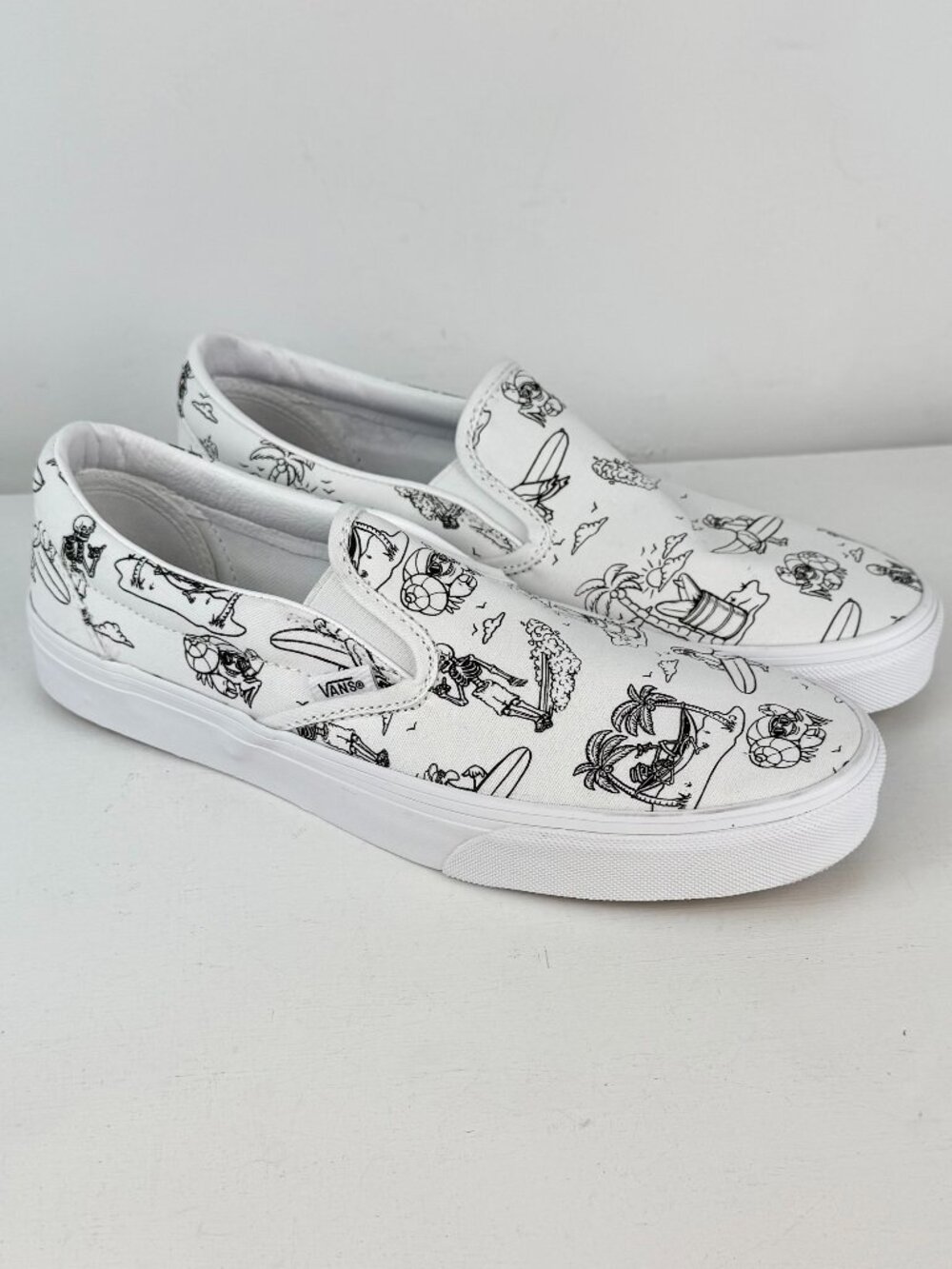 Men's 13 -VANS Classic Slip-On Low Tide True White Sneaker-500714